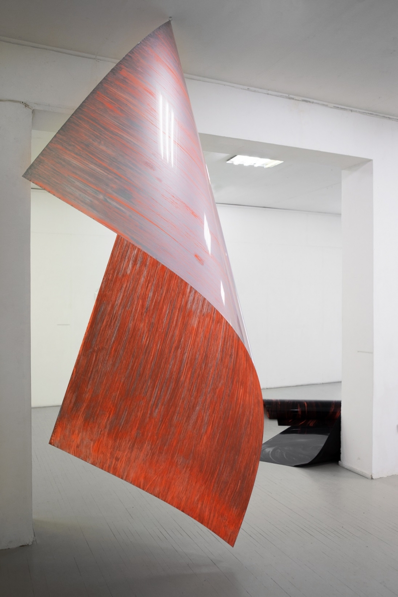 “Flexible painting”, acrylic and spray paint on pvc, 300x150 cm, 2017