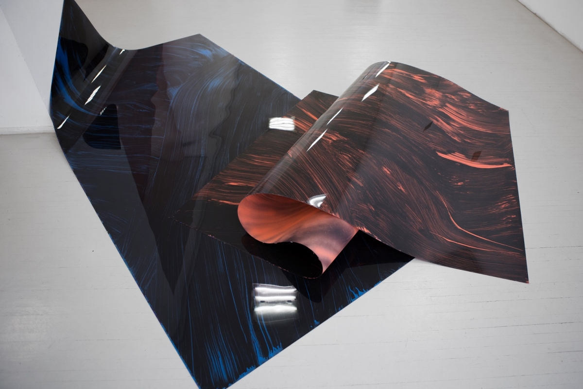 “Flexible painting”, acrylic and spray paint on pvc, 300x150 cm, 2017