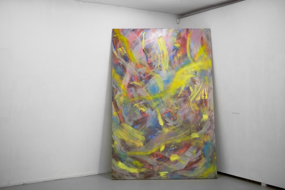 “Nature’s fool – Artist’s cool”, acrylic, spray paint, varnish on canvas, 300x200 cm, 2017