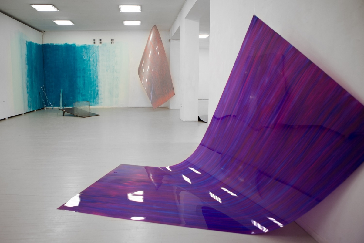 “Flexible painting”, acrylic and spray paint on pvc, 300x150 cm, 2017
