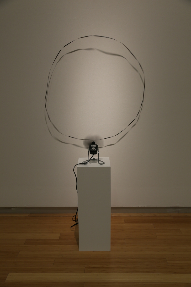 O, 2006, Dimensions variable, magnetic tape, small fan, pedestal