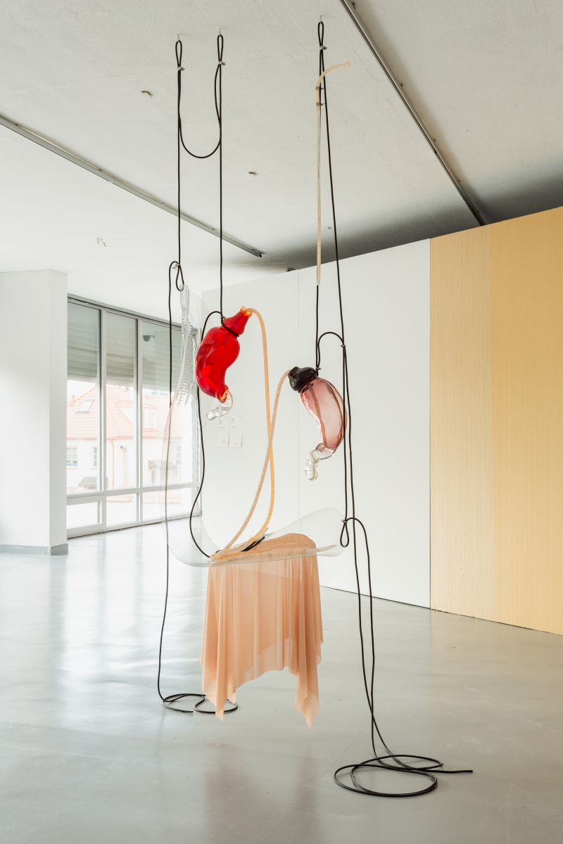 PAKUI HARDWARE The Return of Sweetness, 2018 Glass object, heat-treated PVC, textile fabric, latex, silicone, chia seeds, cables Dimensions variable Courtesy the artists; EXILE, Berlin and Tenderpixel, London