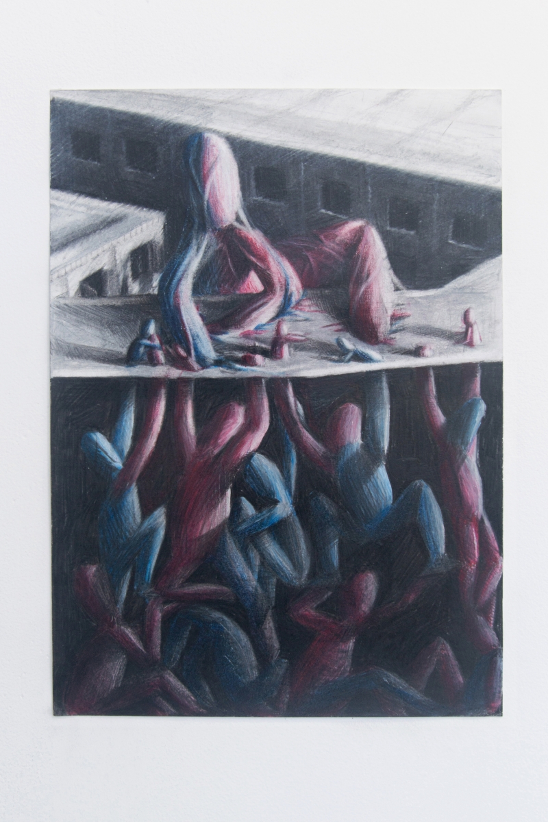 Viktor Timofeev, AB = 7AB, 2018 Coloured pencil on paper 13-3/4 x 9-3/4 inches
