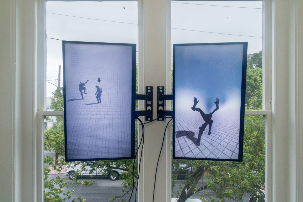 Viktor Timofeev Four Characters in search of a Random Exit, 2017 Two-channel generative video Custom software, sound