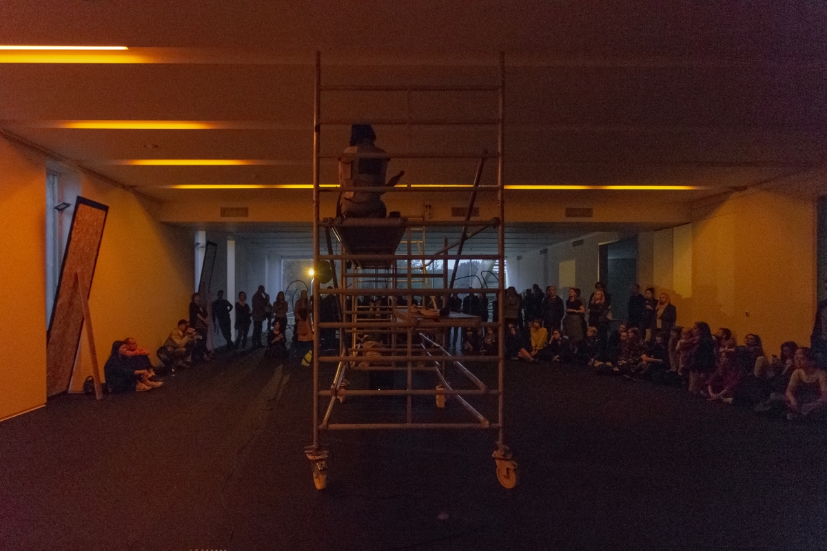 GIRLISONFIRE (Monika Janulevičiūtė, 1990, LT & Antanas Lučiūnas, 1997, LT), Dedicating to the sick and blooming, 2018, performance, 30 minutes. Credits: Soundtrack by Sami Baha [ http://samibaha.com ] Scents by Laimė Kiškūnė [https://www.laimekiskune.lt/ ] Costumes by Karolina Janulevičiūtė With special thanks to curators Nora-Swantje Almes and Lxo Cohen, Arts Council England, the European Commission in the UK, and the Lithuanian Culture Institute.