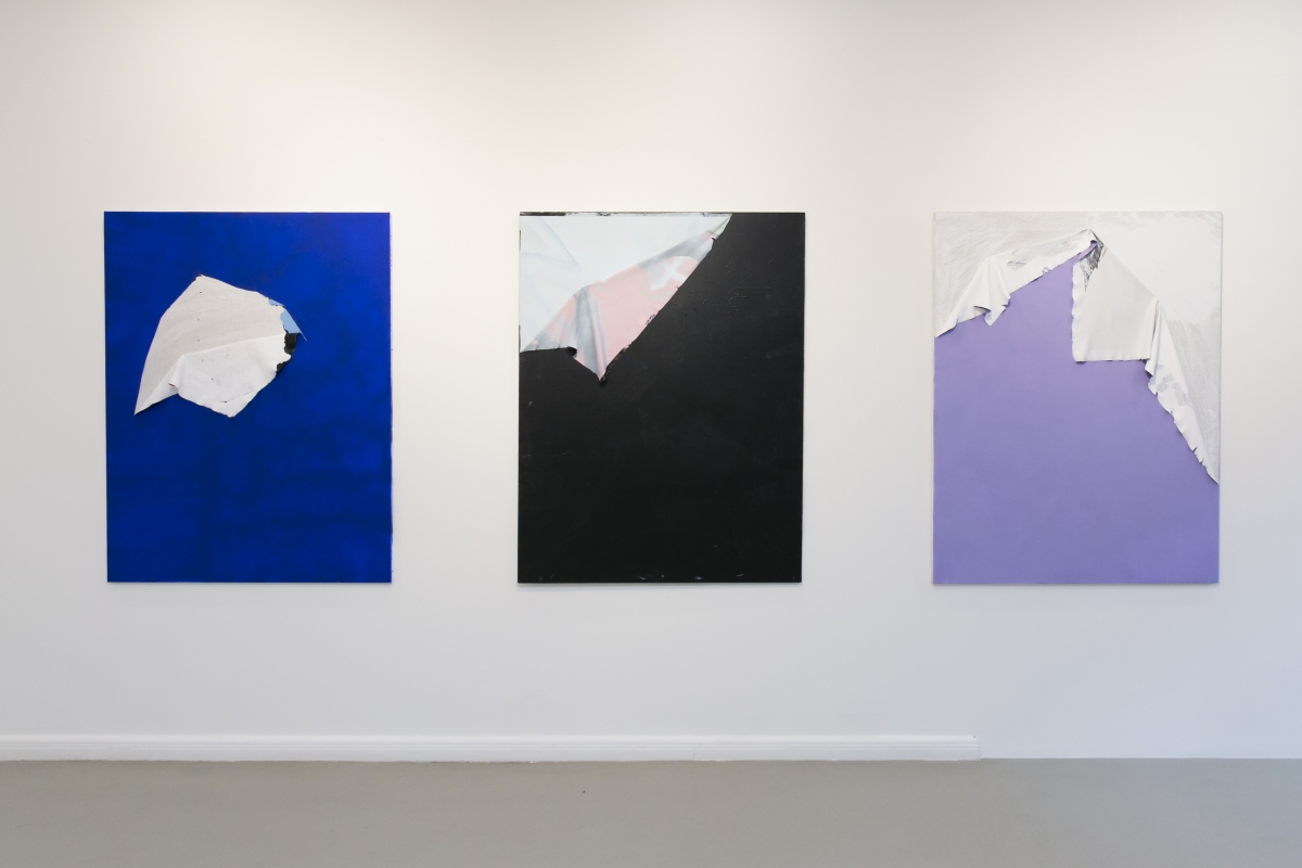 Jurgis Tarabilda. Peeled Painting I, II, II. 2018, acrylic on canvas, 130x100