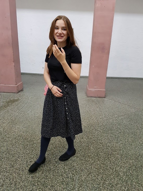 Ona Juciūtė during a studio visit in Germany, 2018, photo Viktorija Damerell