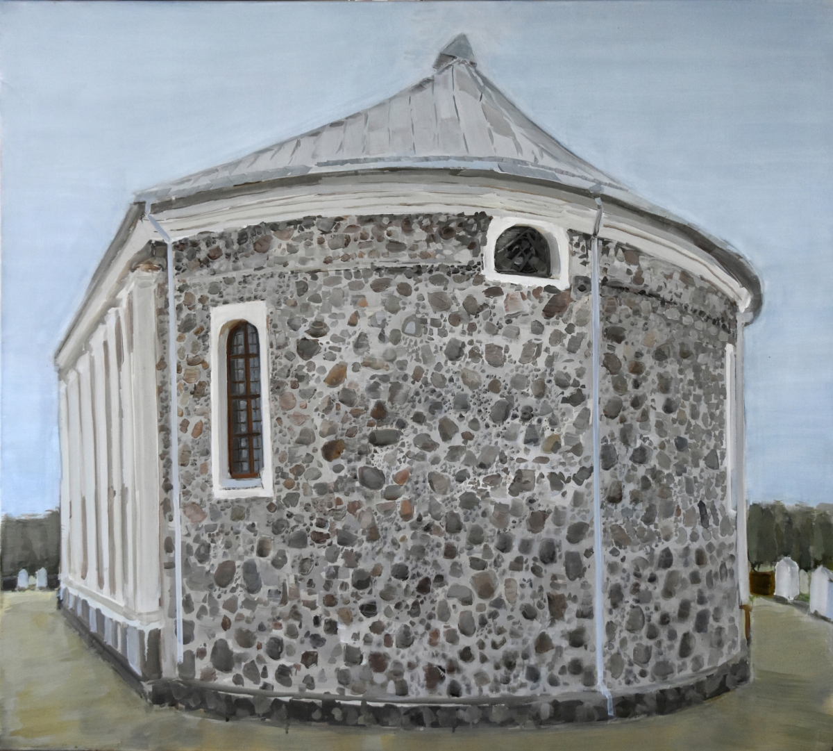 Eglė Ulčickaitė, The Back Façade (The Church of Kriaunos), 2017. Oil, canvas, 100×90 cm